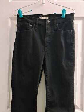 Madewell Cali Demi Boot Black Wash Jeans Size 27 X 25 zip button stretch Woman's